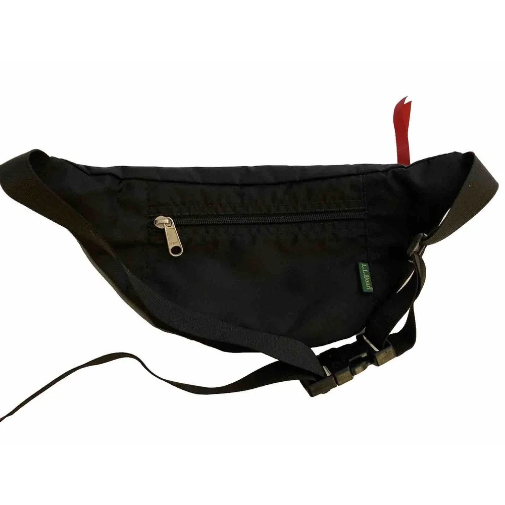 Vintage LL Bean Nylon Fanny Pack Waist Belt Bag Zippered Pockets Made in USA - Picture 4 of 10